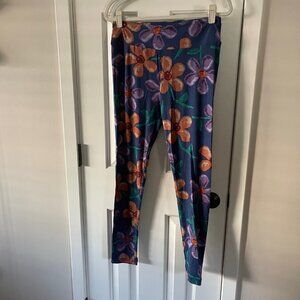 Lularoe Blue Floral Print Leggings TC Tall and Curvy New